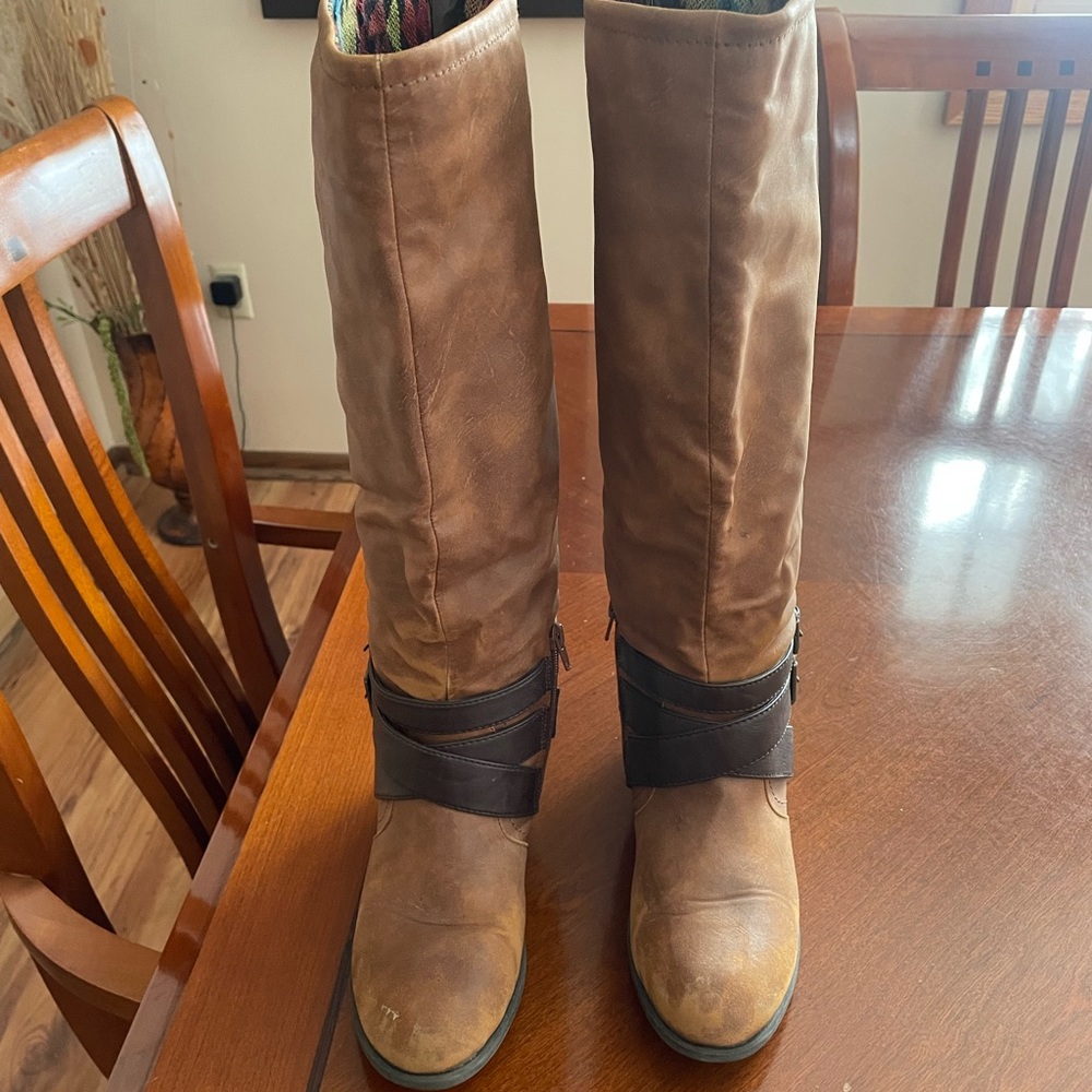 Tall boots, size 7, regular calf width, decent used condition.